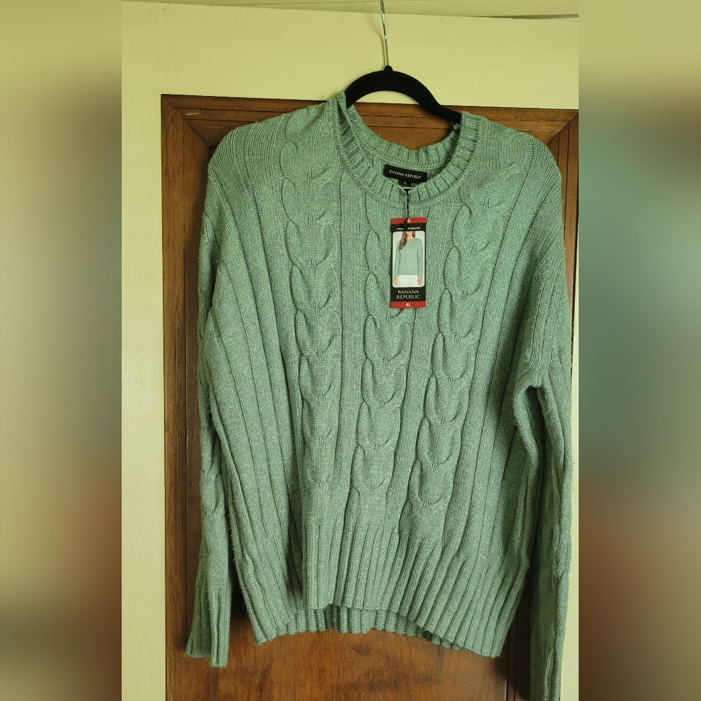 Banana Republic Cable Knit Sweater Green Milieu #5